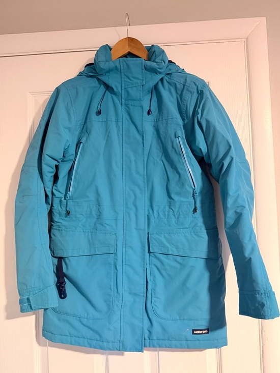 Lands' End Jackets & Blazers - Lands' End Women's Aqua Blue Hooded Ski Jacket